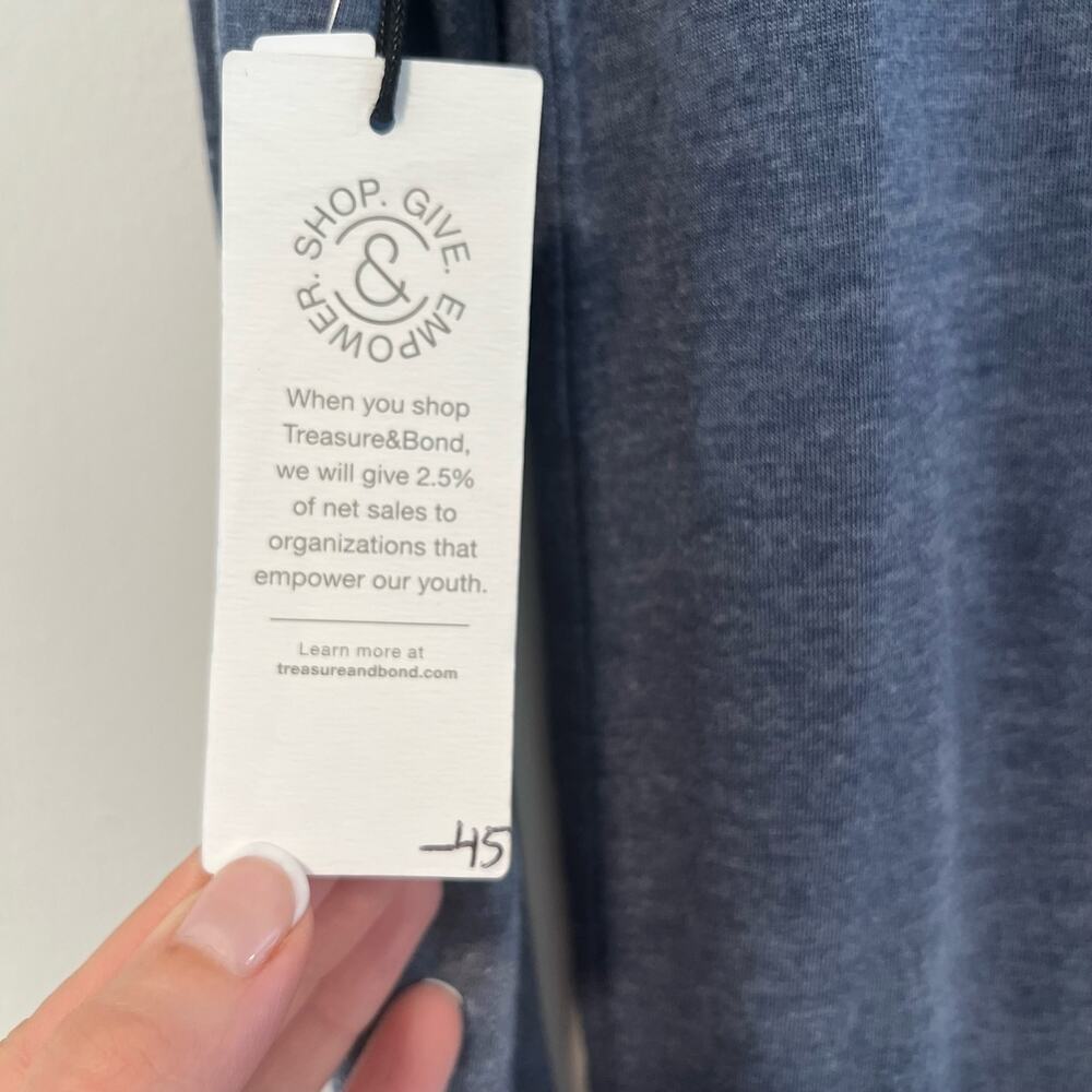 NWT Treasure & Bond Long Sleeve Scoop Neck Space Dyed Top Blue Gray Small - Picture 7 of 7